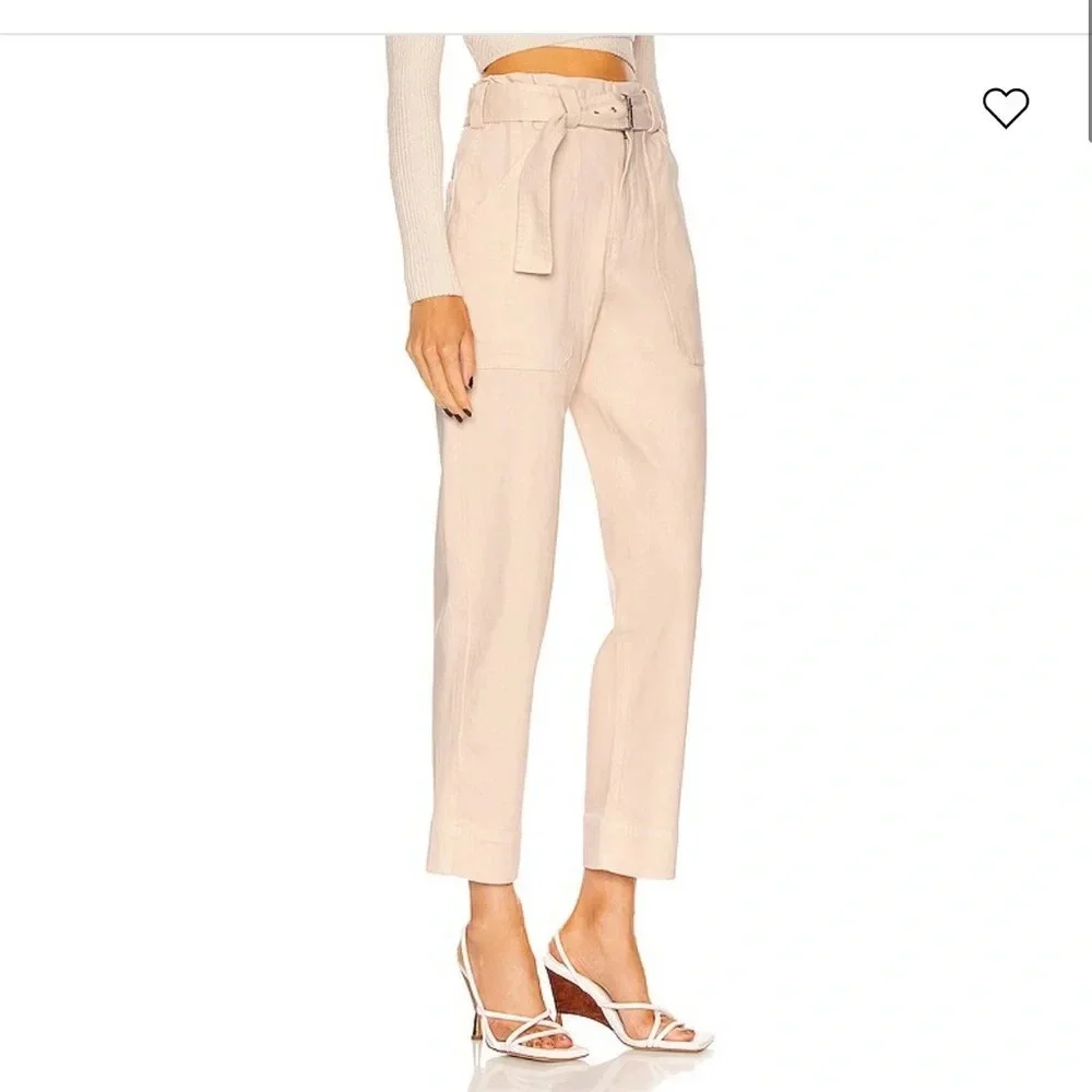 ! A.L.C. Flynn Straight Leg Belted Cotton Pants in Pink Tint.